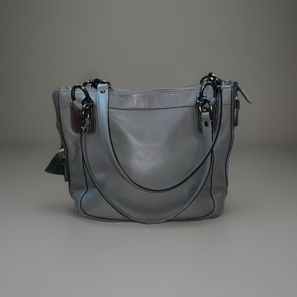 Coach Grey Leather Kristin Spectator Hobo Handbag Purse, Animal Print Top Handle - Picture 2 of 6